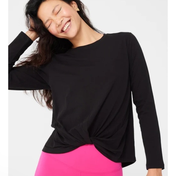 Terez Size M Bliss Twist Front Long Sleeve Tee in New Yorker Black $97.00 - Picture 5 of 8